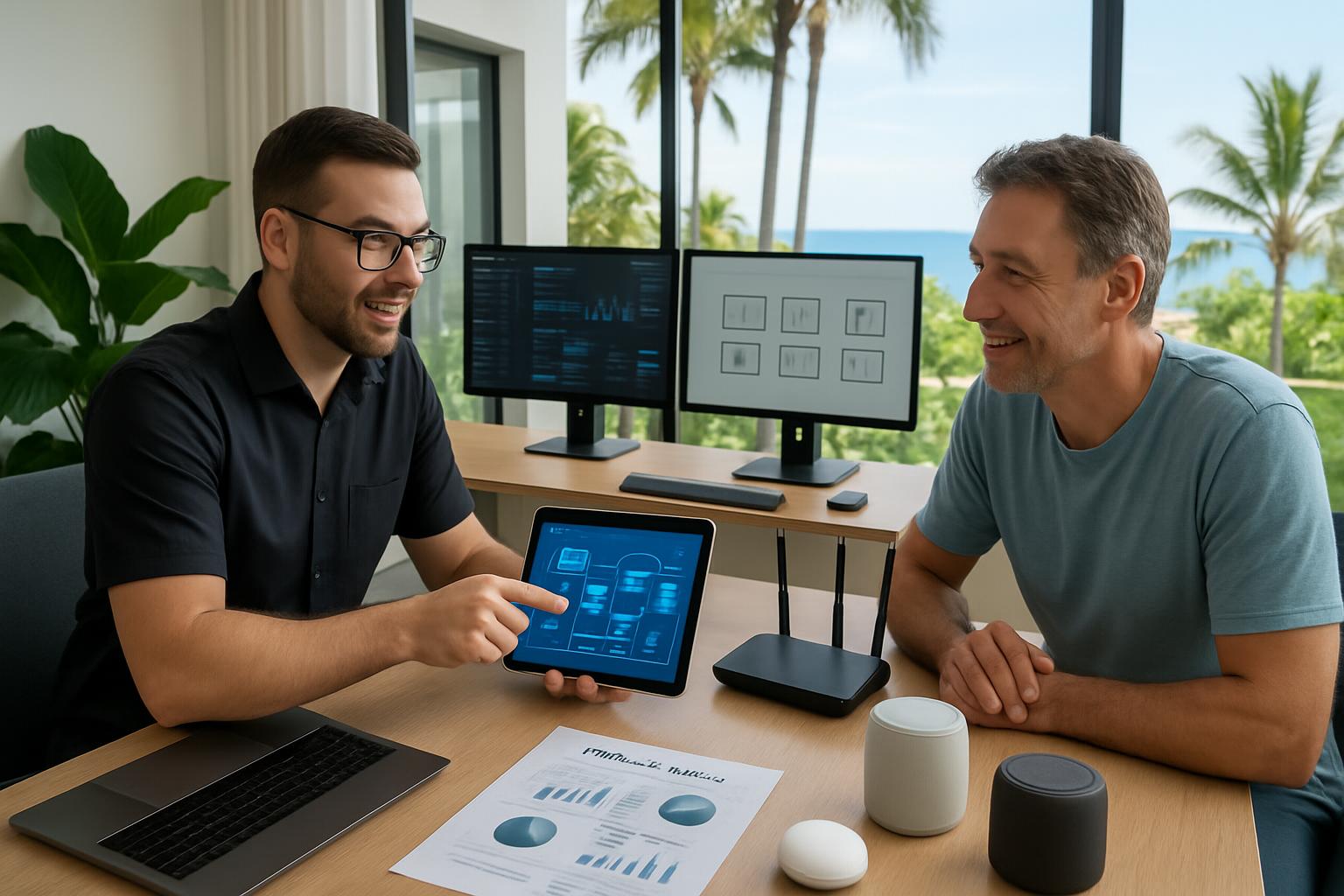 Computer consulting services being applied in a Gold Coast home office