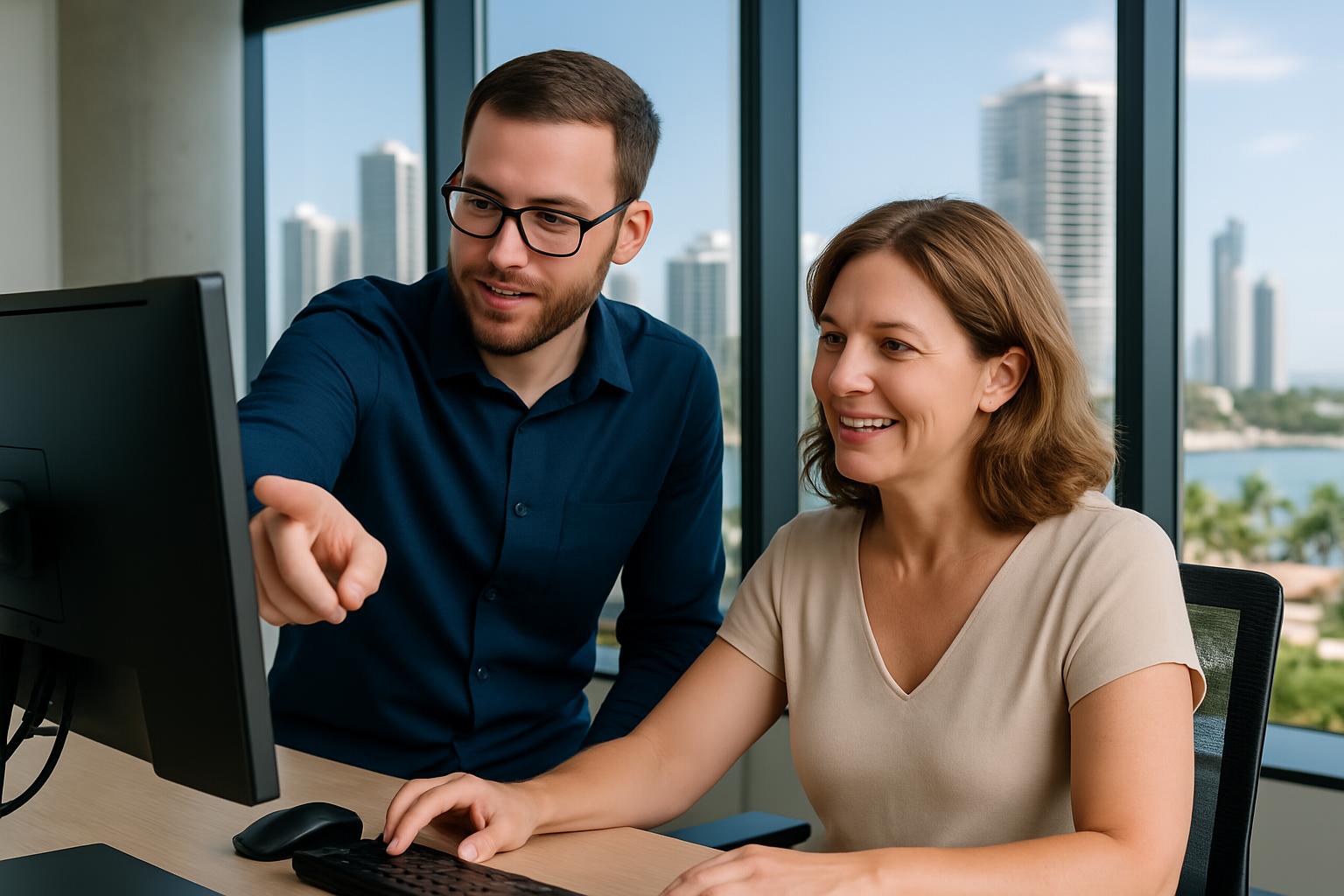 IT professional helping client with business IT support